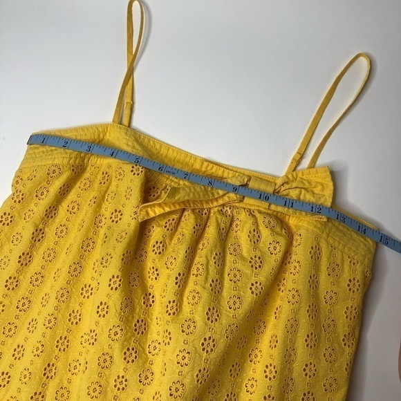 Juicy COUTURE Y2K 90s Sunflower Yellow Eyelet Bow Ruffle Trimmed Summer Tank Top - Picture 11 of 12